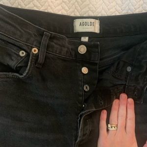 AGOLDE Riley High Rise Straight Black (Sector) Cropped Jean Size 28 - Worn once